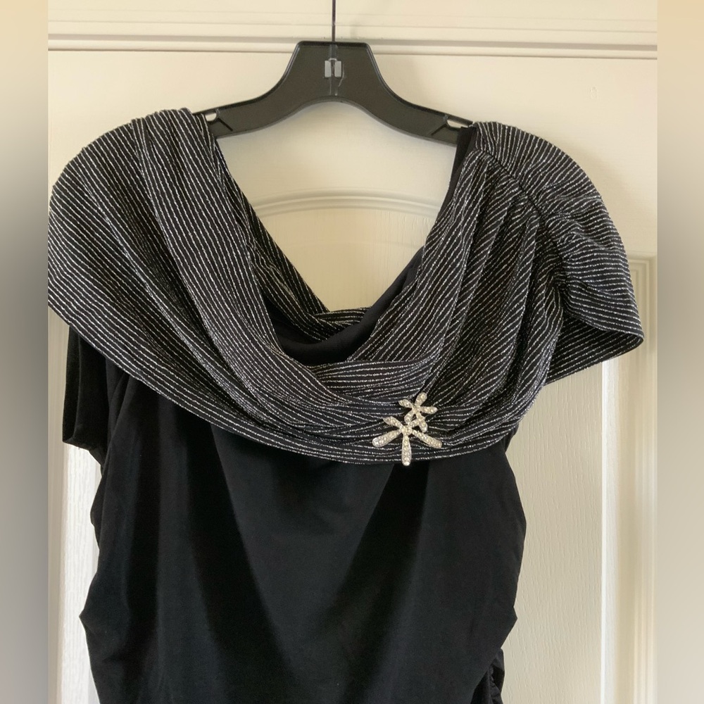 Women's Off The Shoulder Formal Dress Black Sparkle Long NWT. X-Large